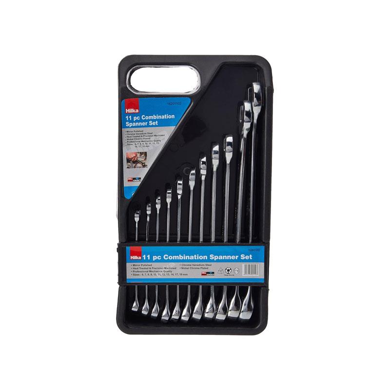 Hilka Tools Combination Spanner Set Metric 11 Piece Silver