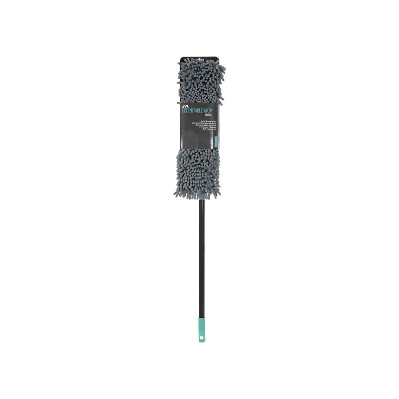 JVL Chenille Extendable Flat Floor Mop Super-Absorbent Grey/Turquoise