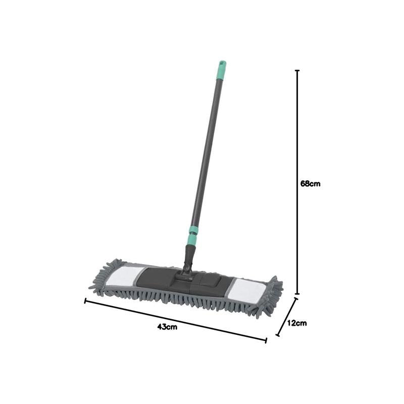 JVL Chenille Extendable Flat Floor Mop Super-Absorbent Grey/Turquoise Secondary image