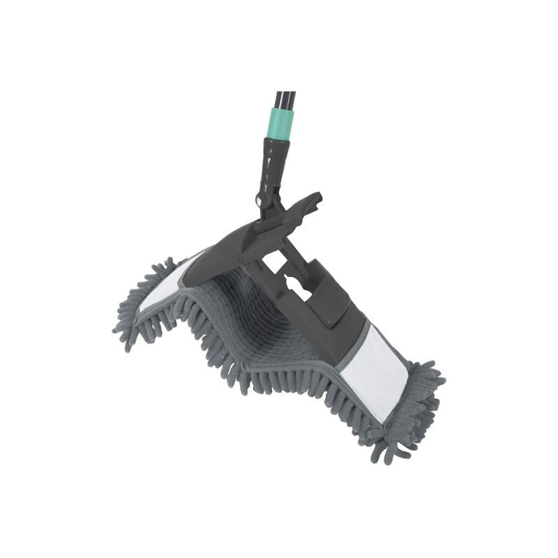 JVL Chenille Extendable Flat Floor Mop Super-Absorbent Grey/Turquoise