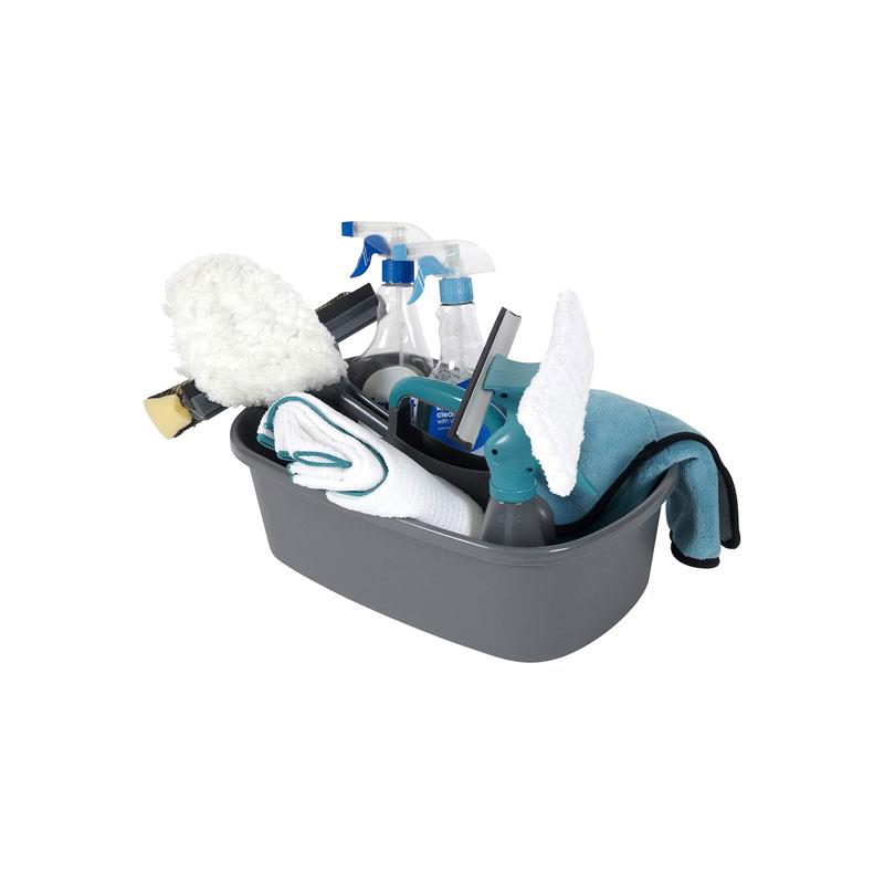 JVL Cleaning Caddy With Handle Cleaning Buckets Bowl Grey And Teal