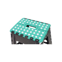 JVL Folding Step Stool Large Lightweight Plastic Foldable Grey/Turquoise