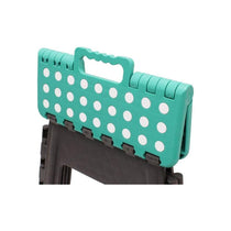 JVL Folding Step Stool Large Lightweight Plastic Foldable Grey/Turquoise