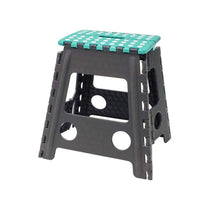 JVL Folding Step Stool Large Lightweight Plastic Foldable Grey/Turquoise