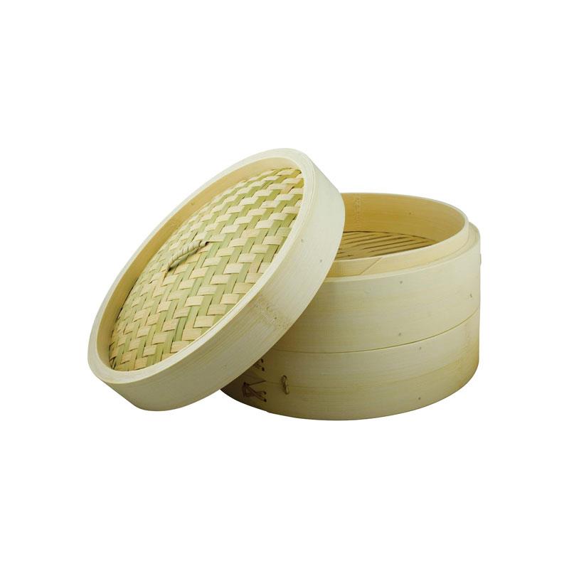 School of Wok 10 Inch 2-Tier Bamboo Steamer Basket 25cm 2.5 Litres Bamboo Main image