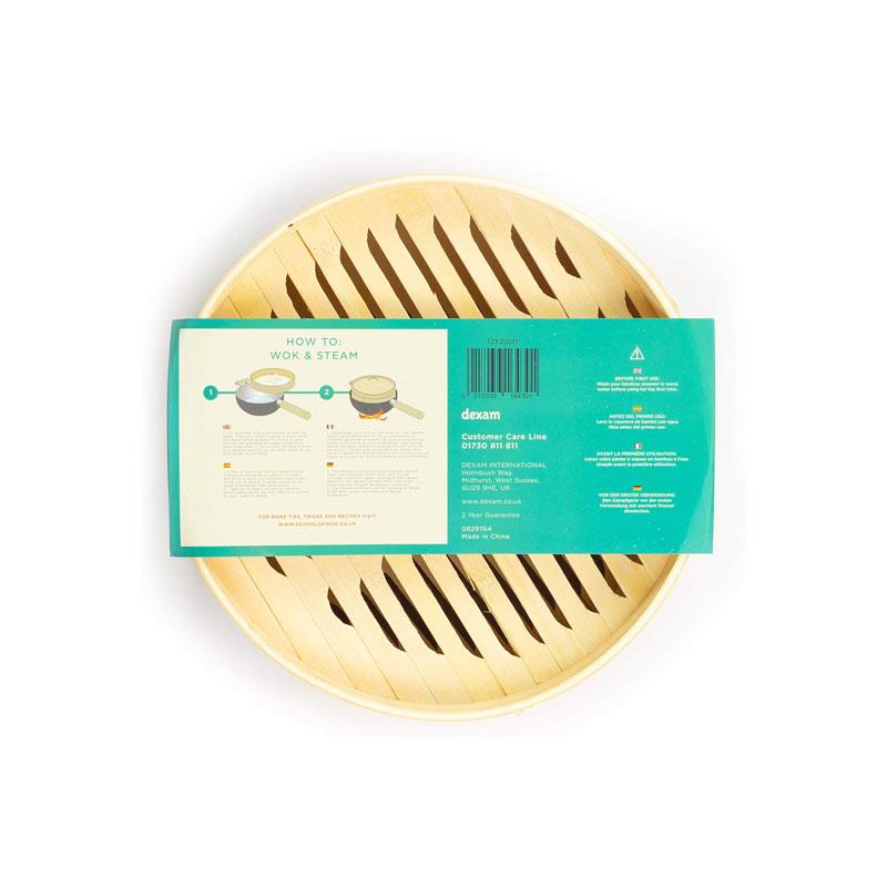 School of Wok 10 Inch 2-Tier Bamboo Steamer Basket 25cm 2.5 Litres Bamboo