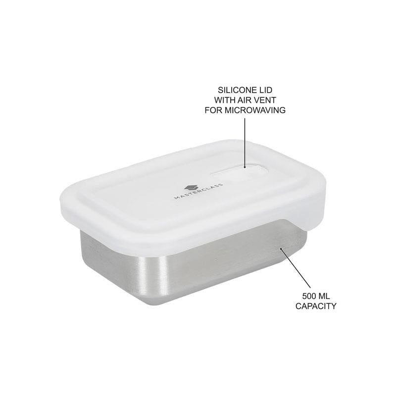 MasterClass All-In-One Stainless Steel Container Food Storage With Lid Snack-Sized 500ml Silver