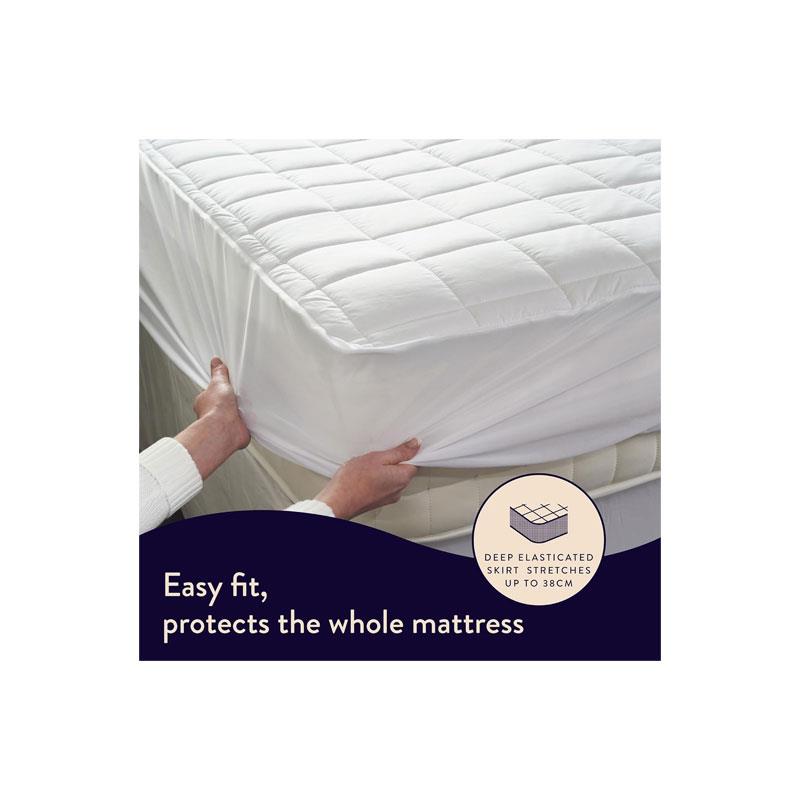 Dreamland Snowed In Organic Cotton Warming Mattress Protector Single 6 Heat Settings With Timer Detachable Controllers Machine Washable 190 x 90cm White