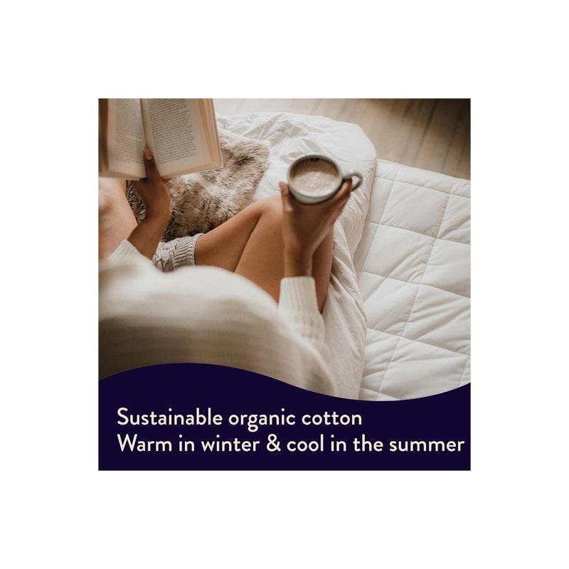 Dreamland Snowed In Organic Cotton Warming Mattress Protector Single 6 Heat Settings With Timer Detachable Controllers Machine Washable 190 x 90cm White