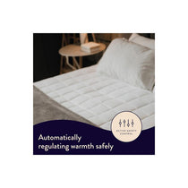 Dreamland Snowed In Organic Cotton Warming Mattress Protector Single 6 Heat Settings With Timer Detachable Controllers Machine Washable 190 x 90cm White