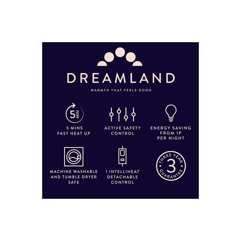 Dreamland Snowed In Organic Cotton Warming Mattress Protector Single 6 Heat Settings With Timer Detachable Controllers Machine Washable 190 x 90cm White