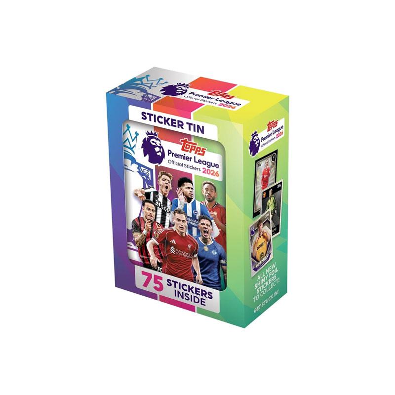 Topps Premier League Stickers 2026 Sticker Tin 12 Premier League Sticker Packets Plus 1 Mini Pack 75 Stickers Inside Main image
