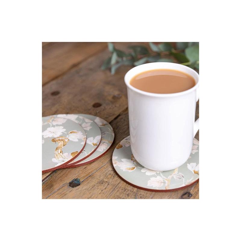 Creative Tops Duck Egg Floral Bird Cork-Back Round Premium Coasters Set of 4 Multicolour Secondary image