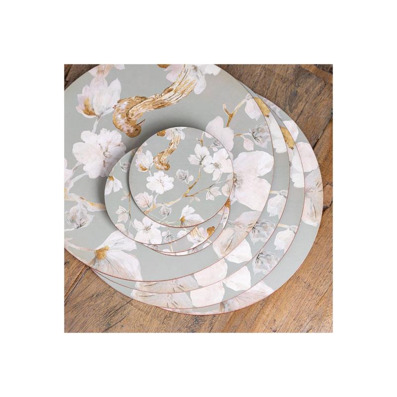 Creative Tops Duck Egg Floral Bird Cork-Back Round Premium Coasters Set of 4 Multicolour