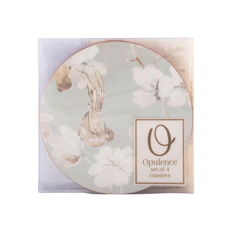 Creative Tops Duck Egg Floral Bird Cork-Back Round Premium Coasters Set of 4 Multicolour