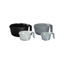 MasterClass Smart Space Stackable Mixing Bowl Set With Colander And Measuring Jug Plastic 4 Piece Set Black