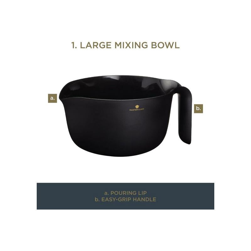 MasterClass Smart Space Stackable Mixing Bowl Set With Colander And Measuring Jug Plastic 4 Piece Set Black