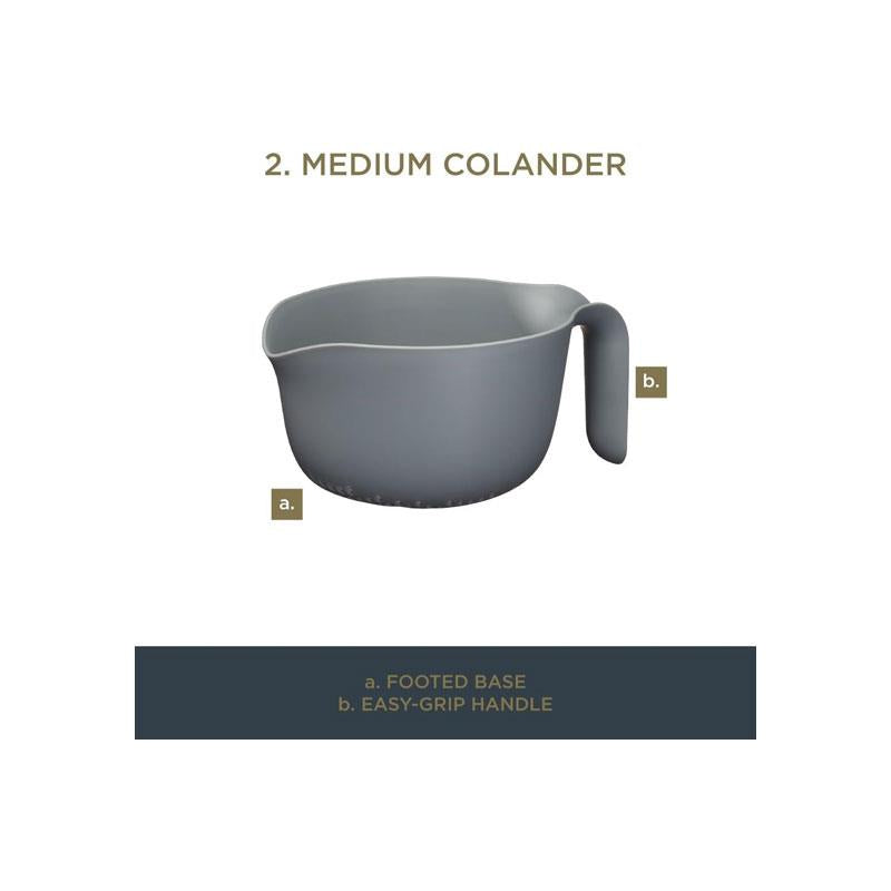 MasterClass Smart Space Stackable Mixing Bowl Set With Colander And Measuring Jug Plastic 4 Piece Set Black