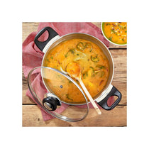 Judge Vista Casserole Pot 24cm/4 Litres Polished Stainless Steel Twin Handles Shatterproof Vented Glass Lid Large Silver