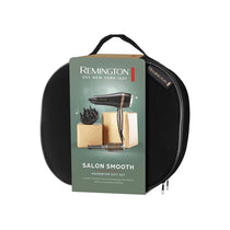 Remington Salon Smooth Hair Dryer 2000W Gift Set With Concentrator & Diffuser Ceramic Ionic Grille 3 Heat & 2 Speed Settings Cool Shot Round Brush Black