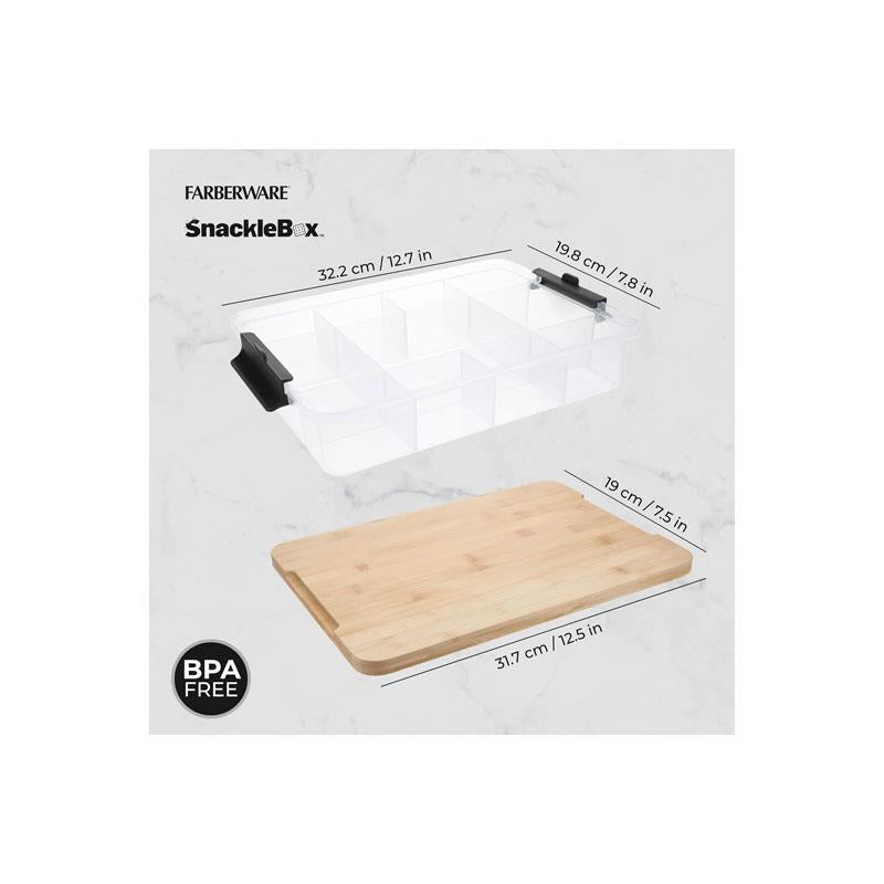 Farberware SnackleBox Serving Bamboo Board And Box Wood 20 x 33cm Brown