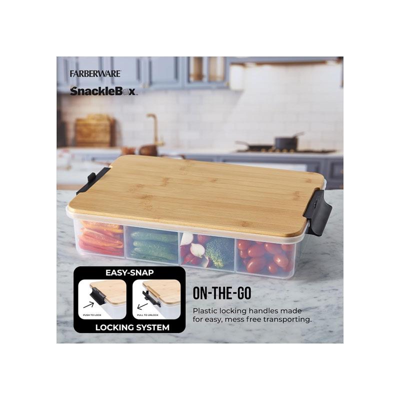 Farberware SnackleBox Serving Bamboo Board And Box Wood 20 x 33cm Brown