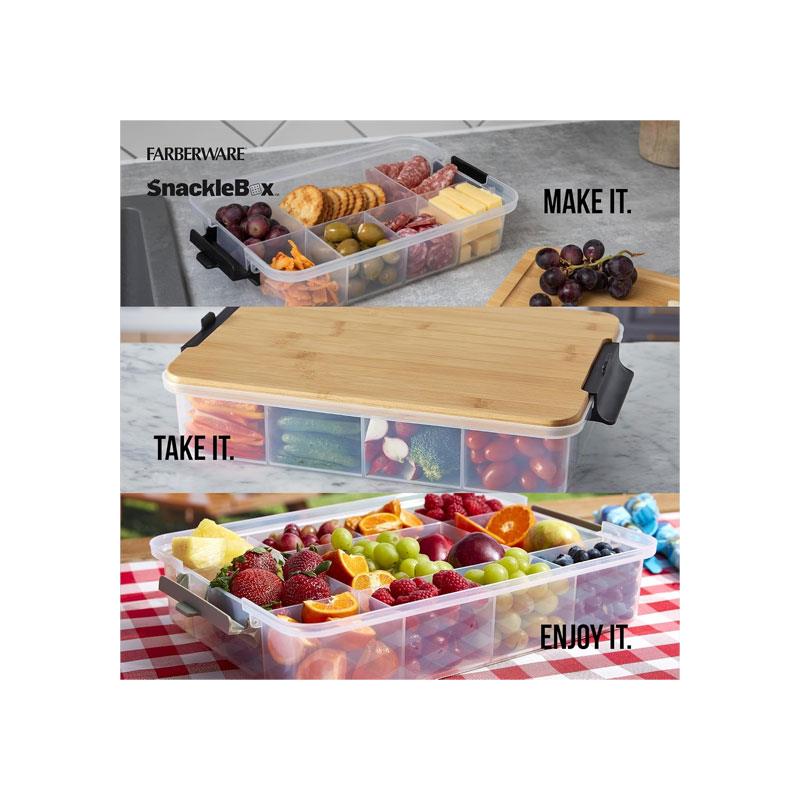 Farberware SnackleBox Serving Bamboo Board And Box Wood 20 x 33cm Brown