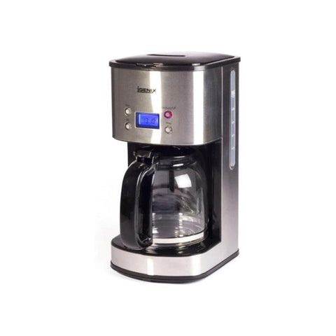 Igenix Digital Filter Coffee Machine Makes 12 Cups of Coffee 24 Hour Timer Metal Stainless Steel 800W 1.5 Litre Silver
