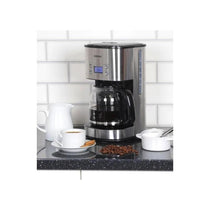 Igenix Digital Filter Coffee Machine Makes 12 Cups of Coffee 24 Hour Timer Metal Stainless Steel 800W 1.5 Litre Silver