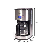 Igenix Digital Filter Coffee Machine Makes 12 Cups of Coffee 24 Hour Timer Metal Stainless Steel 800W 1.5 Litre Silver