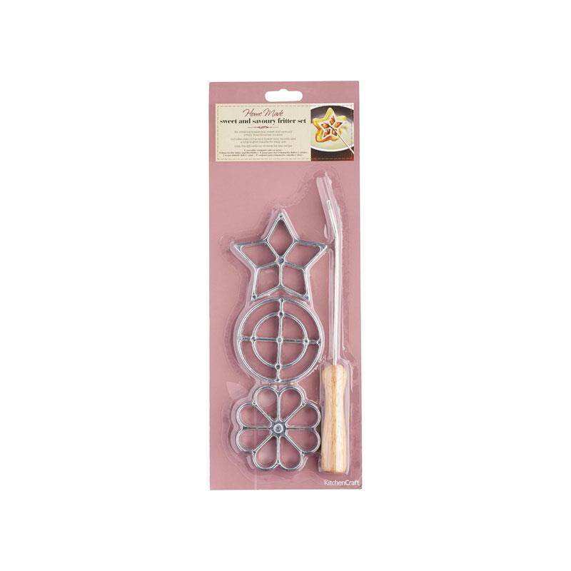 KitchenCraft Home Made Metal Swedish Rosette Iron Set Silver