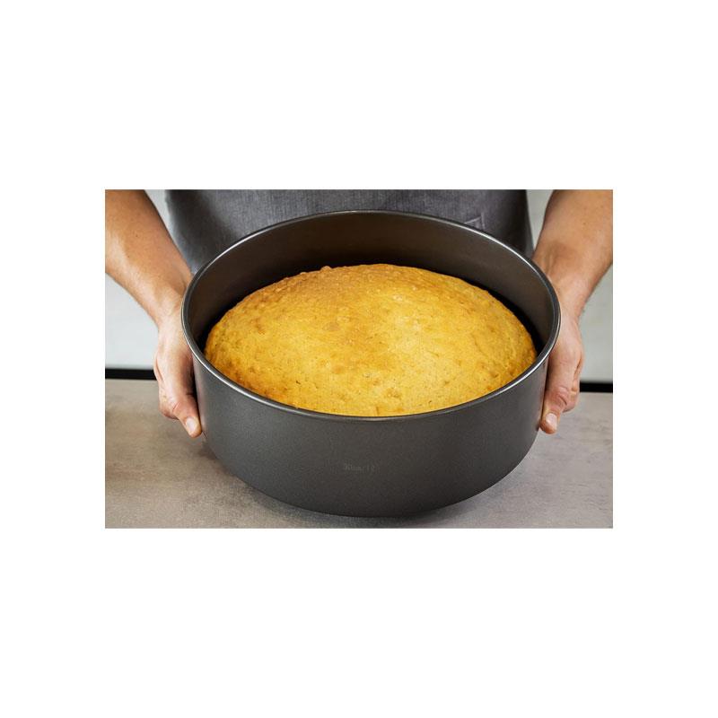MasterClass Non-Stick Round Loose Base Deep Cake Pan 30cm Carbon Steel Grey