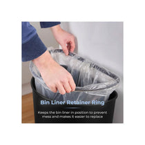 Tower Curved Sensor Bin With Bin Liner Retainer Ring Durable PP Body Battery Operated Stainless Steel Trim Lid 50 Litres Black