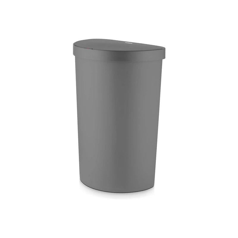 Tower Curved Sensor Bin 50 Litres With Bin Liner Retainer Ring Durable PP Body Battery Operated Grey Main image