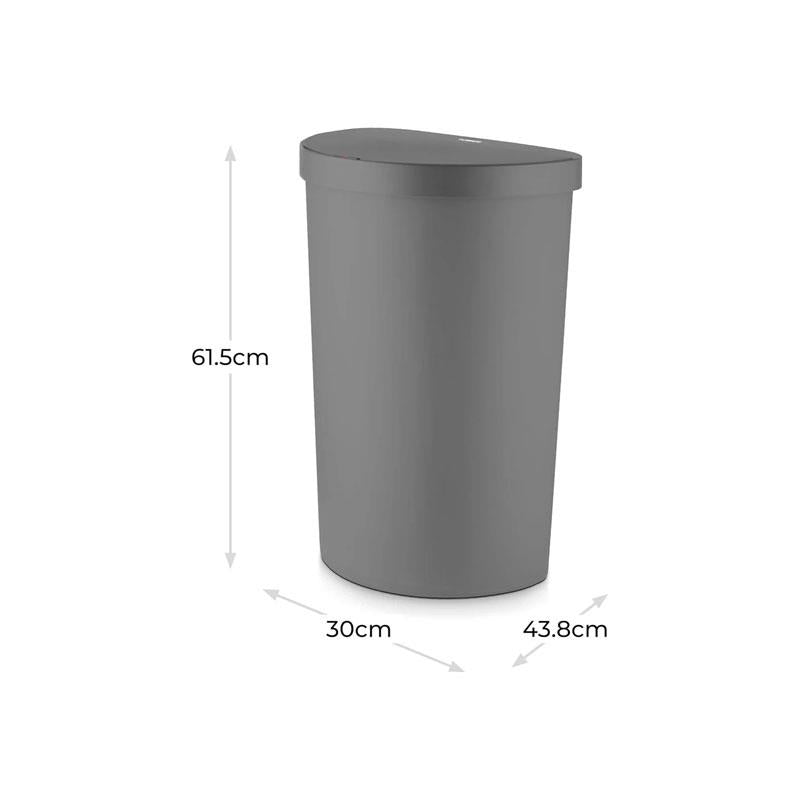 Tower Curved Sensor Bin 50 Litres With Bin Liner Retainer Ring Durable PP Body Battery Operated Grey Secondary image