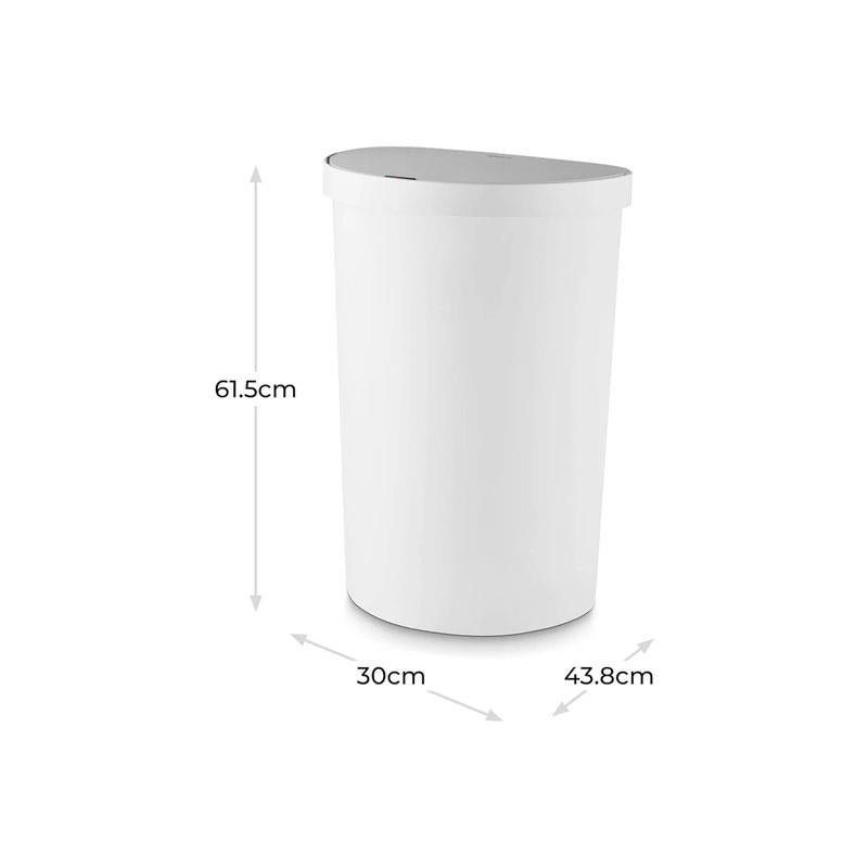 Tower Curved Sensor Bin 50 Litres With Bin Liner Retainer Ring Durable PP Body Battery Operated White Secondary image