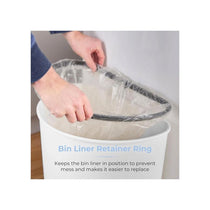 Tower Curved Sensor Bin 50 Litres With Bin Liner Retainer Ring Durable PP Body Battery Operated White