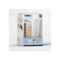 Tower Curved Sensor Bin 50 Litres With Bin Liner Retainer Ring Durable PP Body Battery Operated White