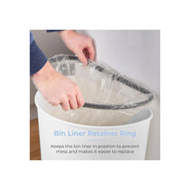 Tower Curved Sensor Bin With Bin Liner Retainer Ring Durable PP Body Battery Operated Stainless Steel Trim Lid 50 Litres White