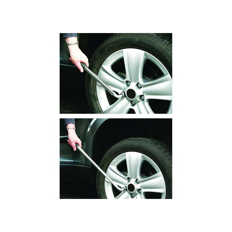 Hilka Tools RAC Extending Wheel Wrench With Double Ended Reversible Socket 17mm And 19mm Silver