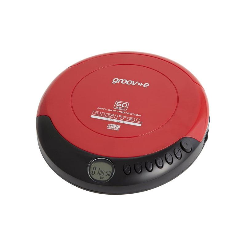 Groov-e Retro Series Personal CD Player CD-R & CD-RW Playback Earphones Included Micro-USB Battery Powered Red Main image