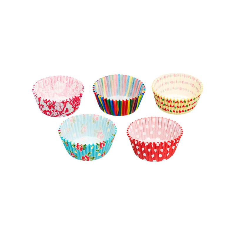 KitchenCraft Sweetly Does It Paper Cupcake Cases Colourful Brights Prints Greaseproof Pack of 250 Assorted Multicolour Main image