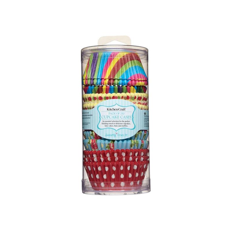 KitchenCraft Sweetly Does It Paper Cupcake Cases Colourful Brights Prints Greaseproof Pack of 250 Assorted Multicolour
