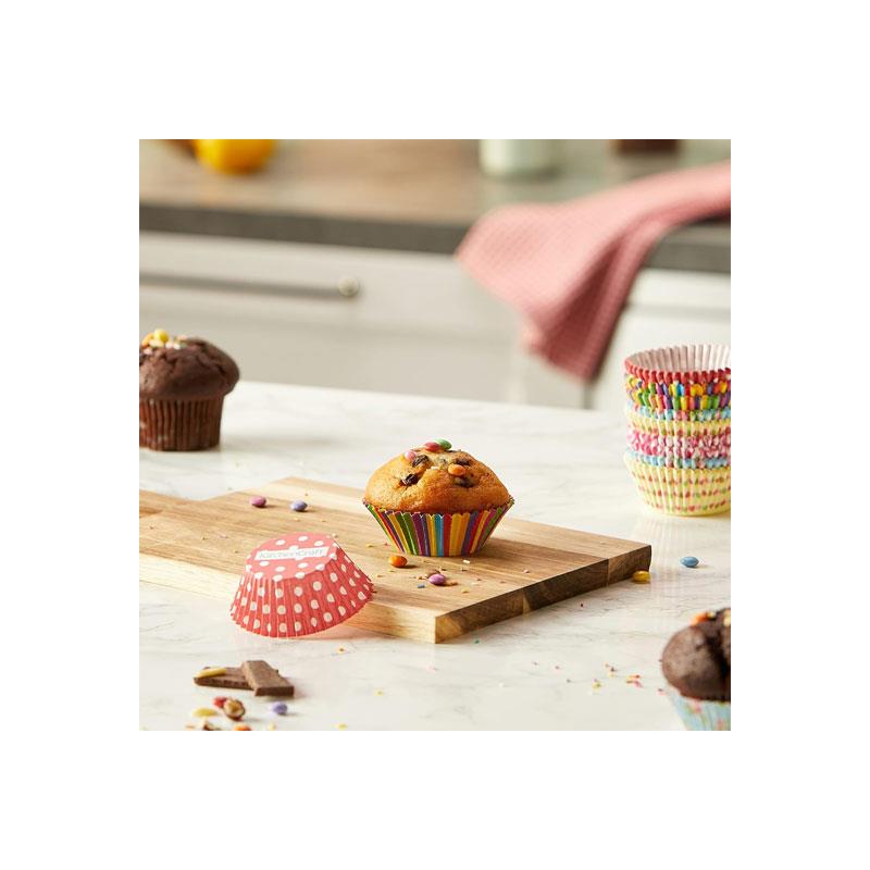 KitchenCraft Sweetly Does It Paper Cupcake Cases Colourful Brights Prints Greaseproof Pack of 250 Assorted Multicolour