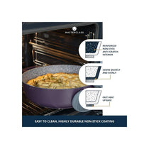MasterClass Shallow Casserole Dish 28cm/4 Litres Non-Stick Aluminium Casserole With Lid Purple