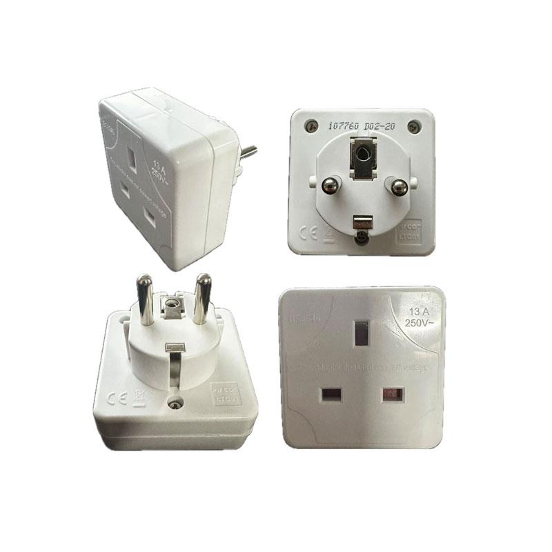 Value Range Travel Adaptor UK To Europe UK 3 Pin To Continental 2 Pin Adaptor White Main image