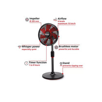 Einhell GE-CF 18/320 P Li-Solo Power X-Change Cordless Pedestal Fan 4 Speed Settings Without Battery Or Charger Red/Black