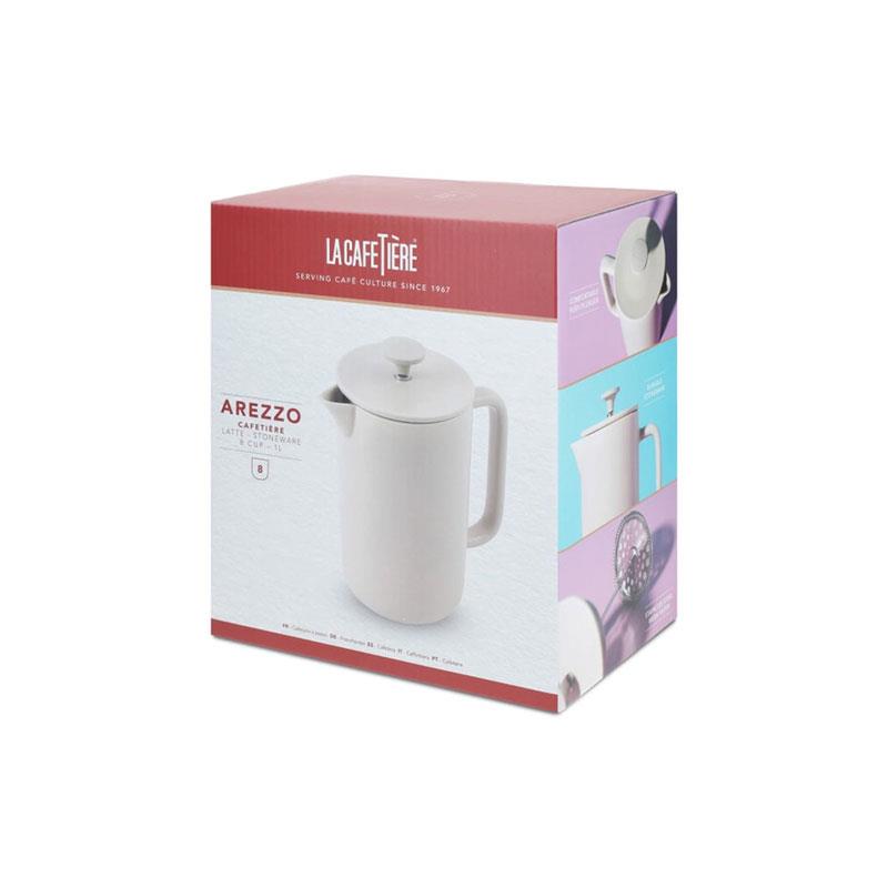 La Cafetiere Arezzo 8 Cup Cafetiere French Press Coffee Maker Large 1 Litre Latte Cream