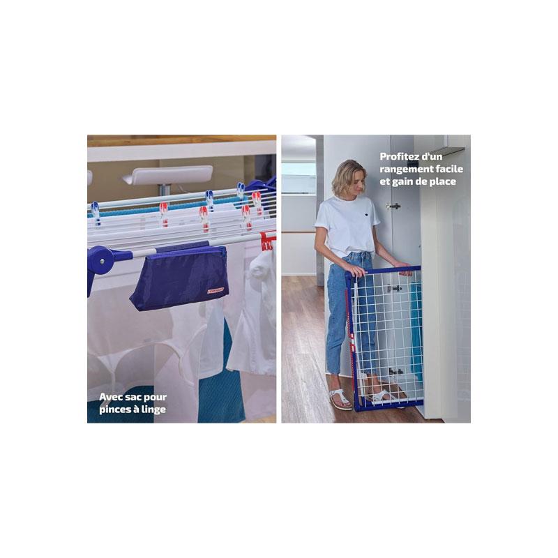 Leifheit Pegasus 180 Solid Plus Standing Clothes Airer 18m Clothes Horse With Clips And Peg Bag White