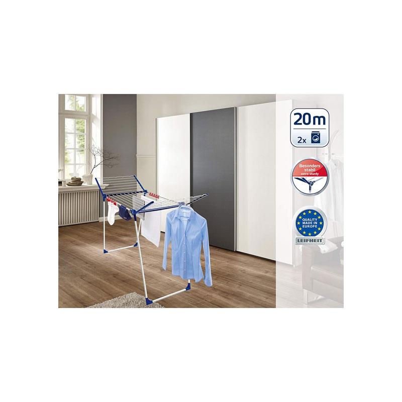 Leifheit Pegasus 200 Solid Comfort Standing Clothes Airer 20m Clothes Horse With Hangers And Peg Bag White